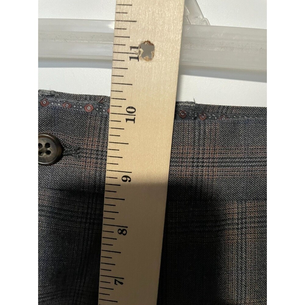 English Laundry Pants Mens 29 Brown Plaid Flat Front Dress Unfinished Hem NEW - Picture 7 of 8